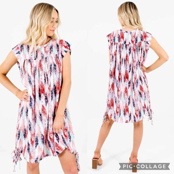 Anthropologie Current Air Born to Create Red/Multi Patterned Mini Dress Size S - Picture 1 of 16